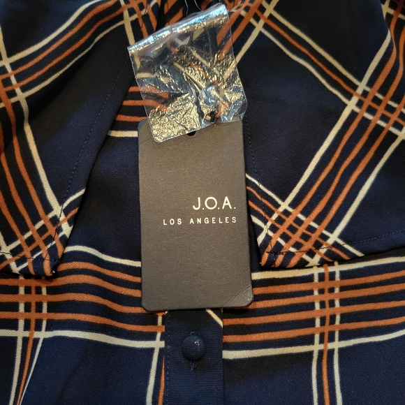 J.O.A. Los Angeles Checked Plaid Off Shoulder Ruffle Top Blouse Women's … - Picture 5 of 7